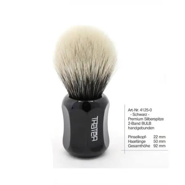 Thater 4125-0 Silenced Bulb 2Band Badger Hair Shaving Brush Black