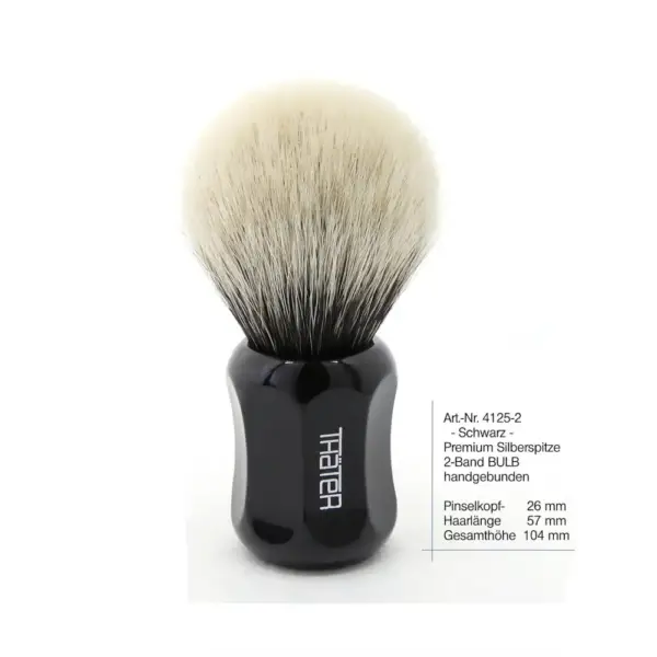 Thater 4125-2 Silverti Fan 2Band Badger Hair Brush Black
