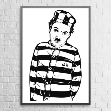 Charlot-en-Prisonnier-Poster-Charlie-Chaplin-Artwork-Wall-Poster