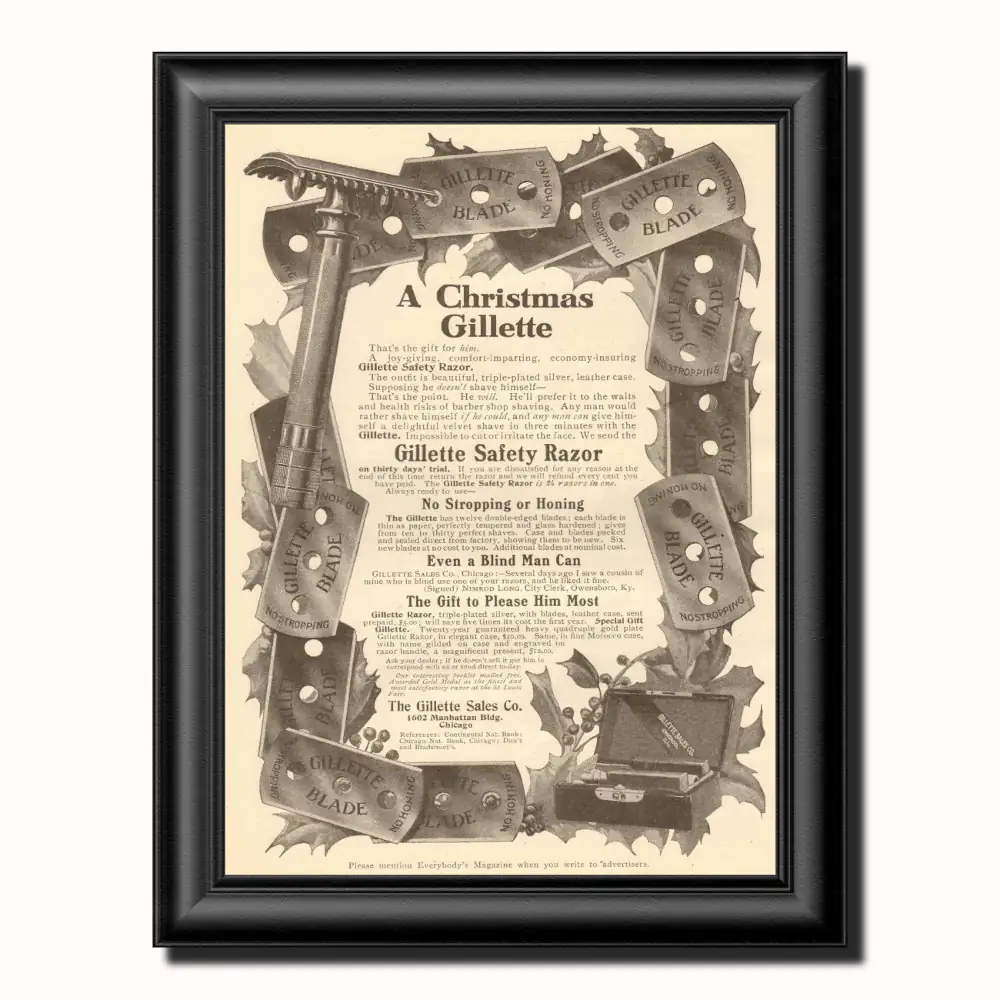 Vintage Gillette C 1904-12 Double Ring Poster