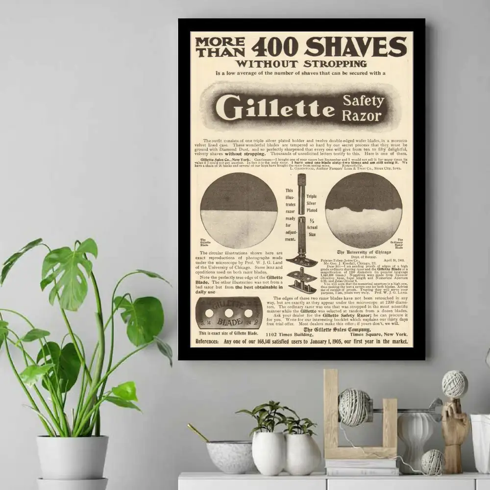 Vintage Gillette C 1905-07 Double Ring Poster