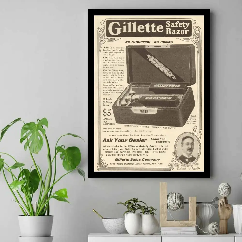 Vintage Gillette C 1905-08 Double Ring Poster
