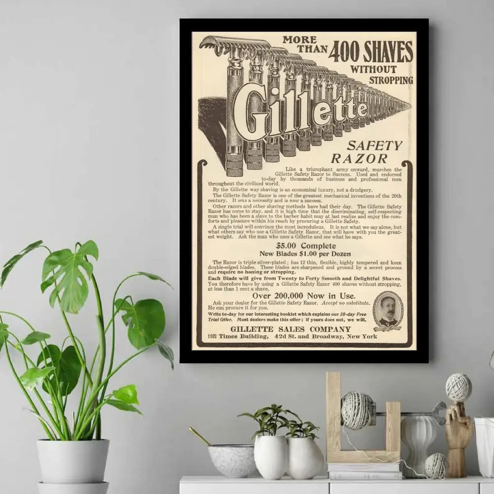 Vintage Gillette C 1905-10 Double Ring Poster