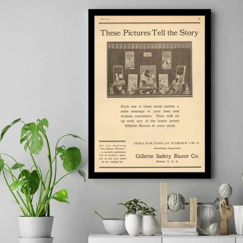 Vintage Gillette C 1926-04 Store Display Ad Poster